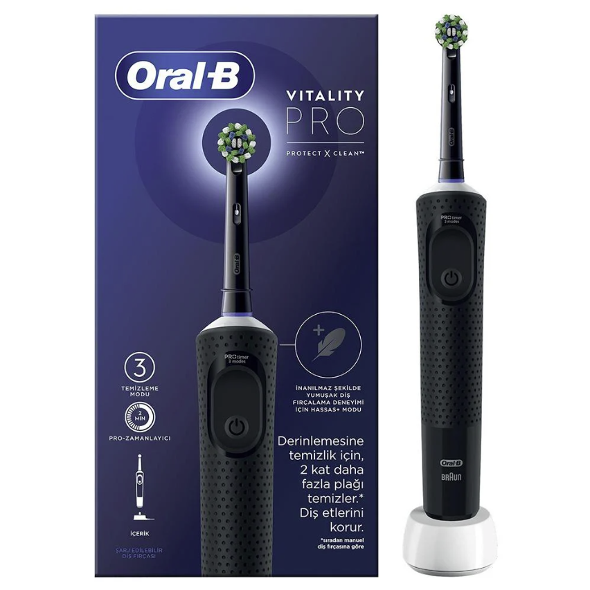 Oral B D103 Vitality Pro Cross Action Şarjlı Diş Fırçası (Siyah)