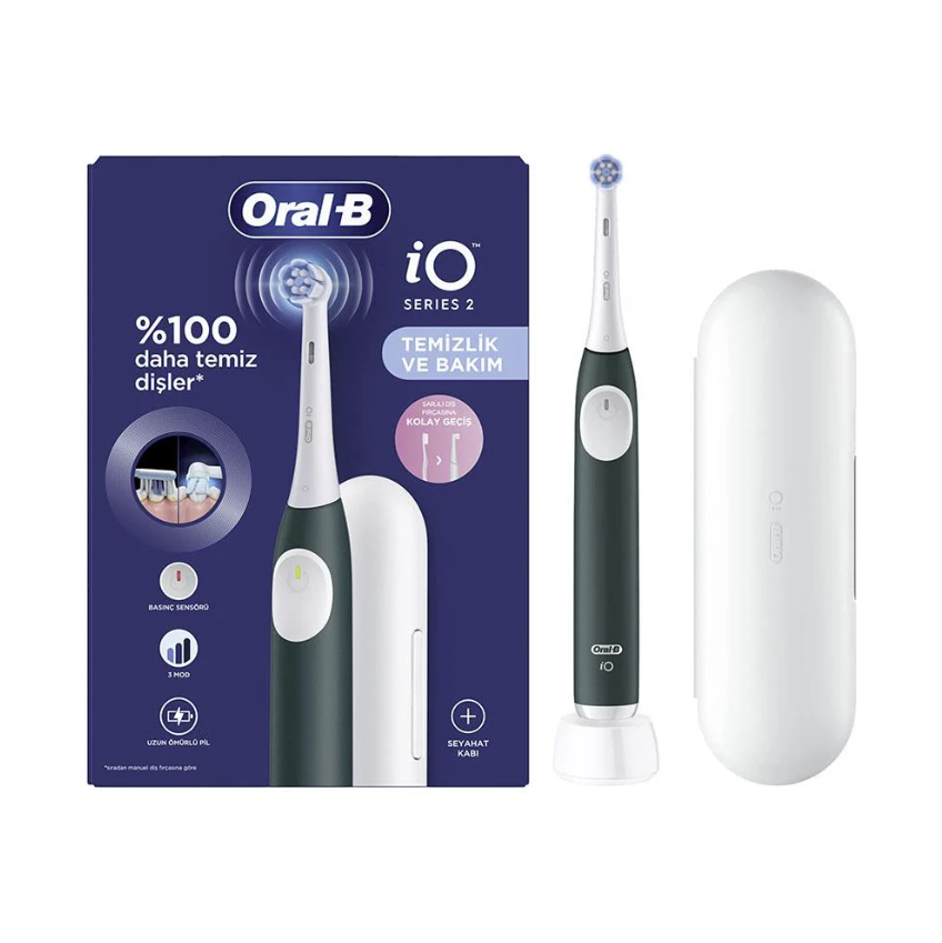 Oral B iO 2 Serisi Şarjlı Diş Fırçası Yeşil + Seyahat Kabı